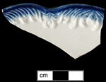 Edgedware fragment with blue Wavy Grass pattern - click to see larger image.
